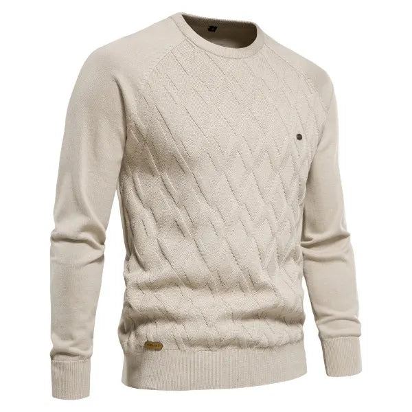 Men's Rhombus Solid Color Warm Sweater