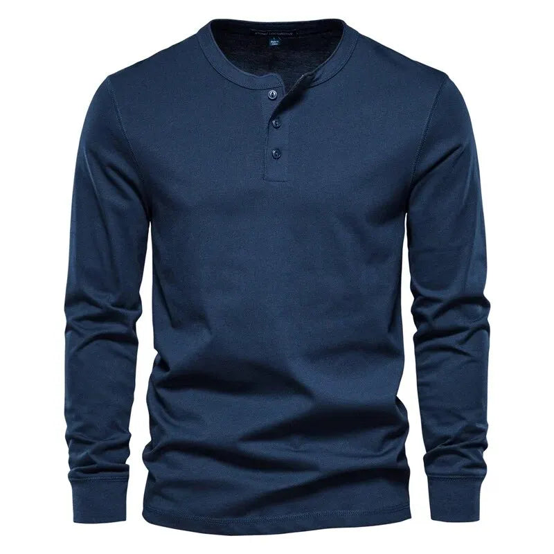 Men's Henley High Quality 100% Cotton T-Shirt