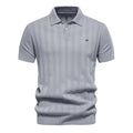Men's Ribbed Knit Breathable Polo Shirt