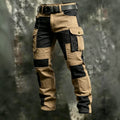 Men's 100% Cotton Color‐Block Tactical Multi‐Pocket Outdoor Cargo Pants