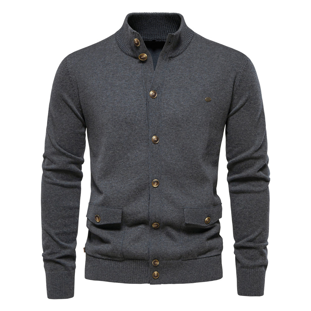 High Quality Business Casual Solid Color Cardigan