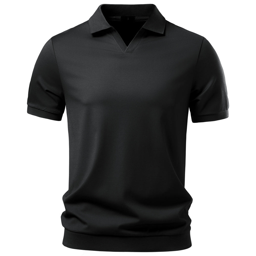 Men's Casual Tencel Spread Collar Polo Shirt