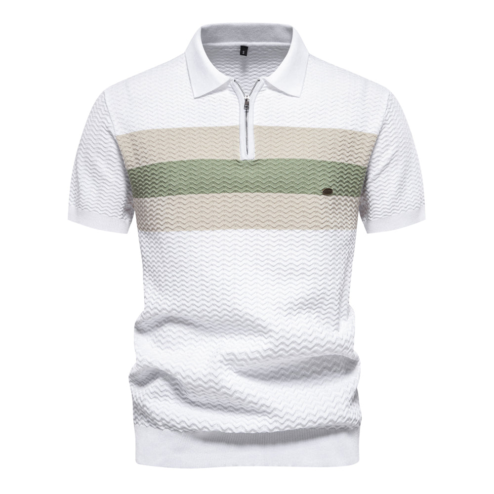 Men's Textured Rib Knit Polo Shirt