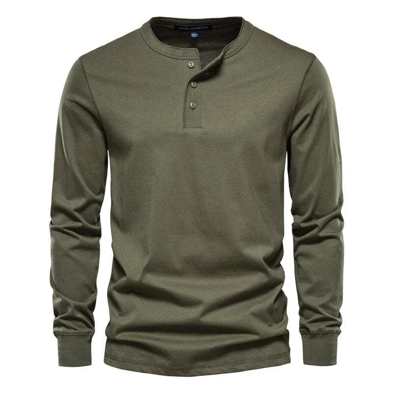 Men's Henley High Quality 100% Cotton T-Shirt