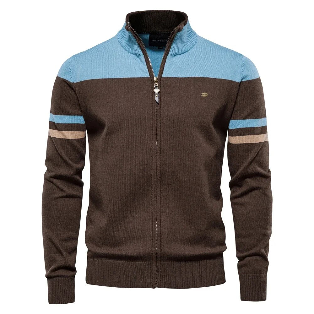 Men's 100% Cotton Zipper Cardigan Sweater