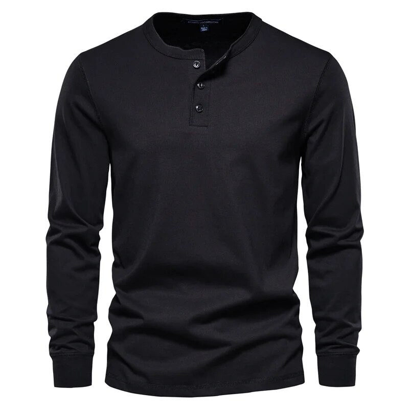 Men's Henley High Quality 100% Cotton T-Shirt