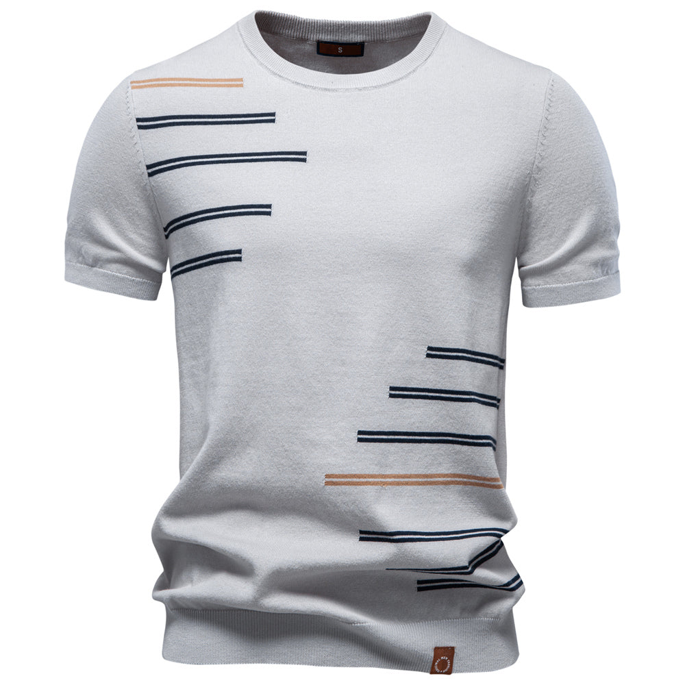 Modern Asymmetrical Stripe Knit Tee