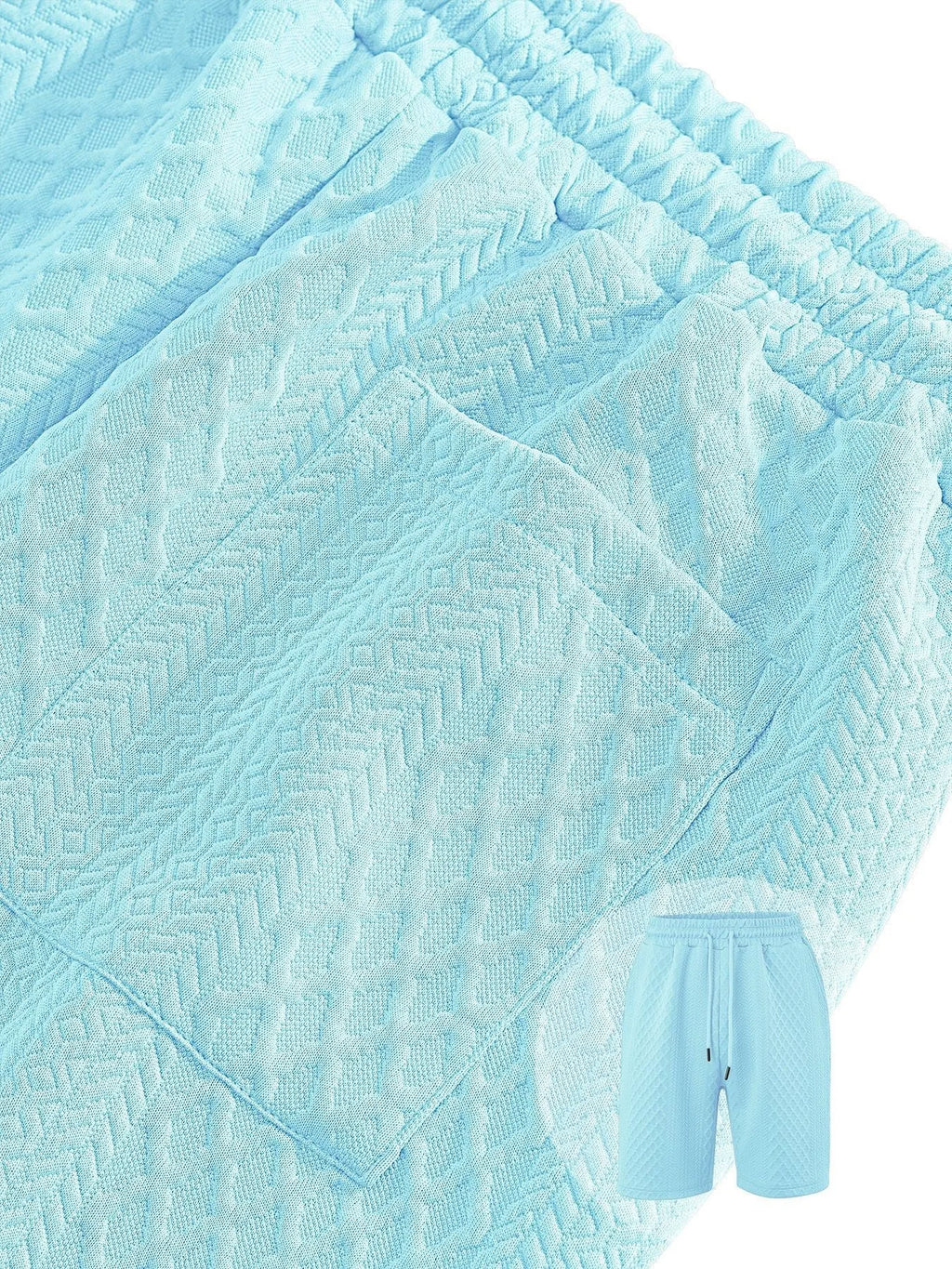Textured Jacquard Polo Shirt and Shorts 2 Piece Set