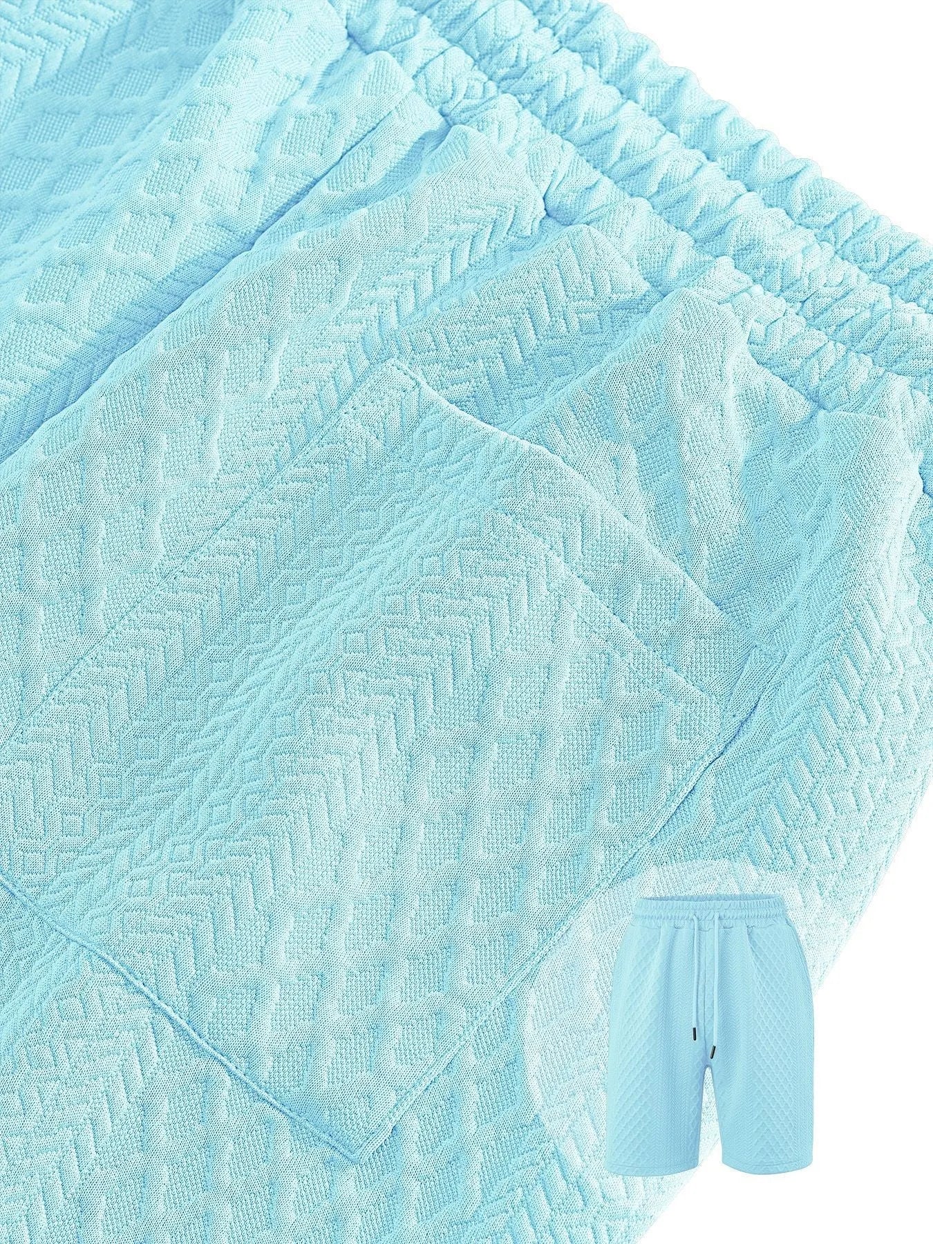 Textured Jacquard Polo Shirt and Shorts 2 Piece Set
