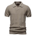 Men's Striped Hollow Knit Polo Shirt