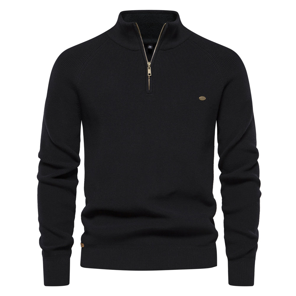 Men's Cotton Zipper Knit Sweater