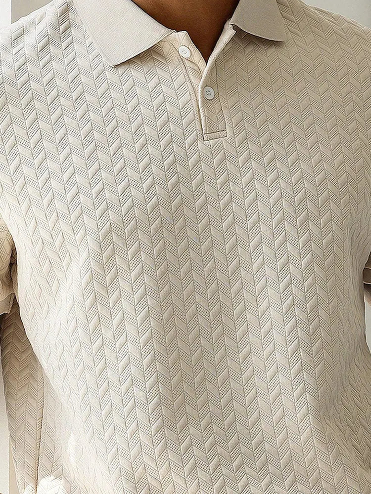 Men's Herringbone Short Sleeve Knit Polo Shirt