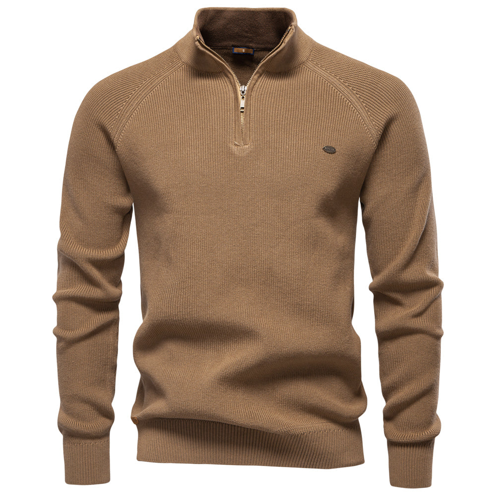 Men's Cotton Zipper Knit Sweater