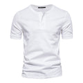 Mens Henley Short Sleeve Cotton Casual Shirt