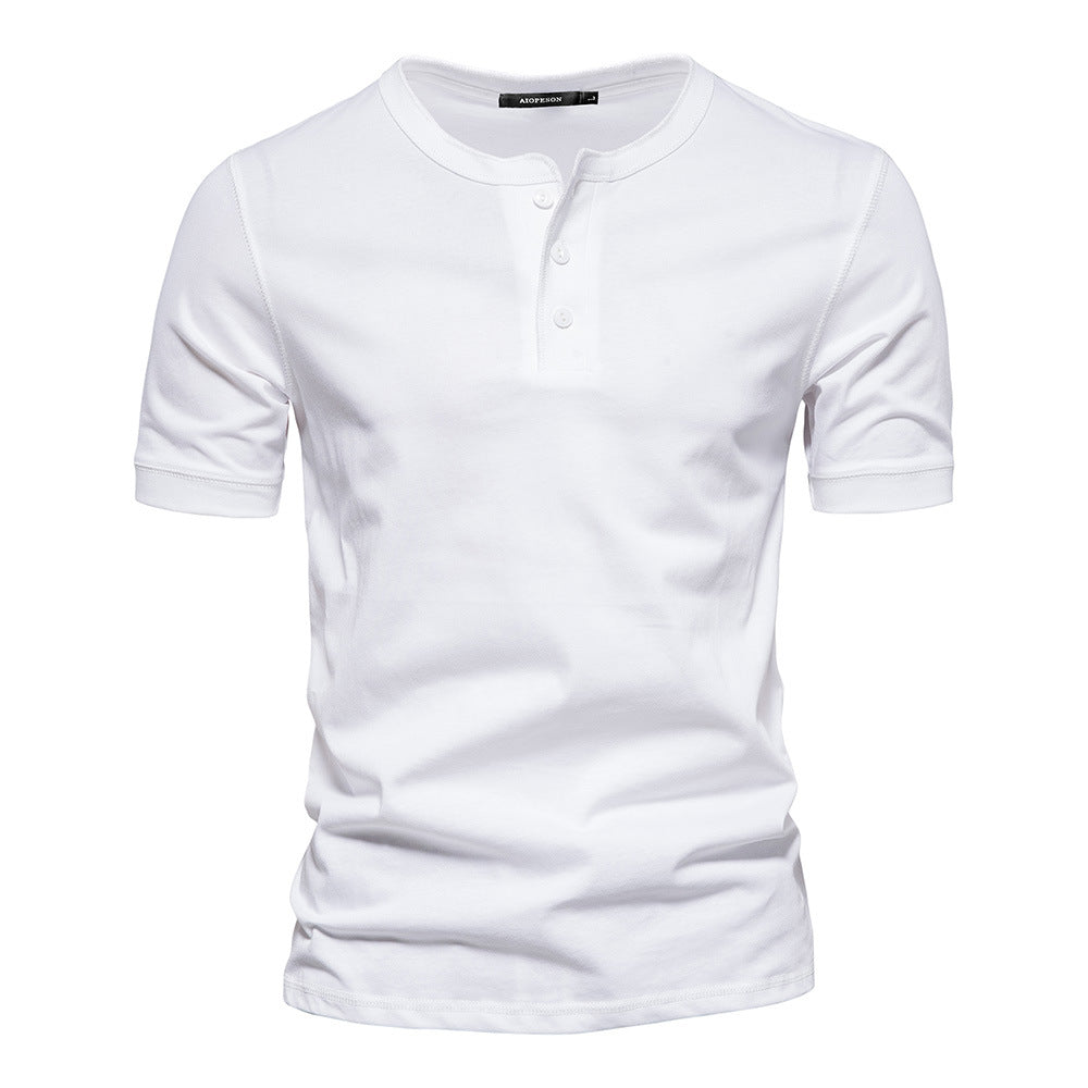 Mens Henley Short Sleeve Cotton Casual Shirt