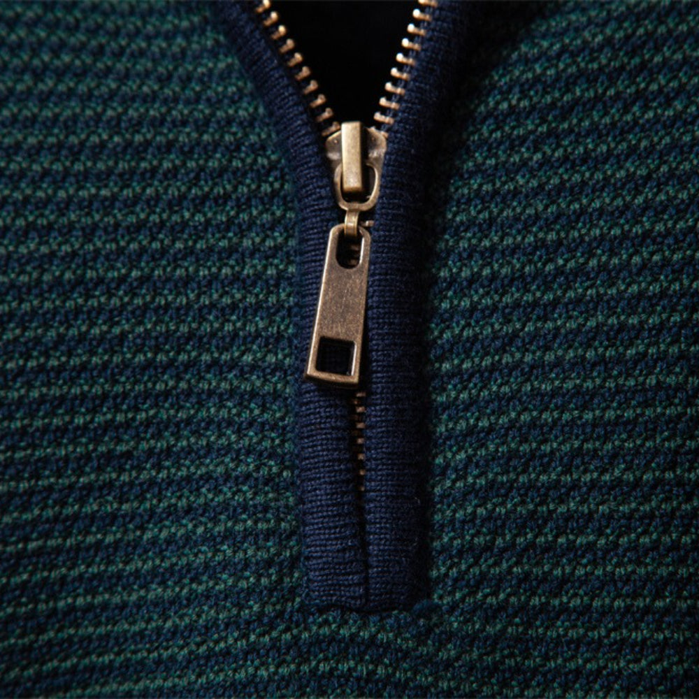 Men's Striped Luxury Cotton Knit Sweater