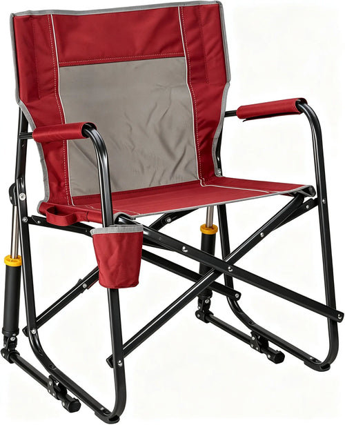 Camping Chair | Portable Folding Rocking Chair with Sturdy Durable Armrests, Drink Holder and Comfortable Backrest