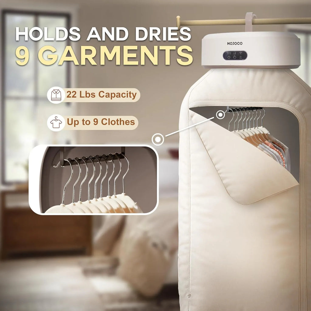 MOJOCO Portable Garment Dryer, Mini Hanging Clothes Dryer for Apartment, Dorm & RV, Comes with Drying Bag, Quick & Easy to Use