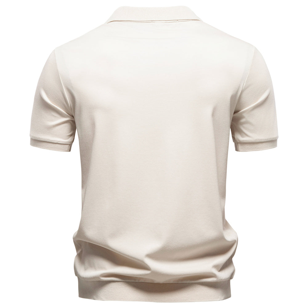 Men's Casual Tencel Spread Collar Polo Shirt