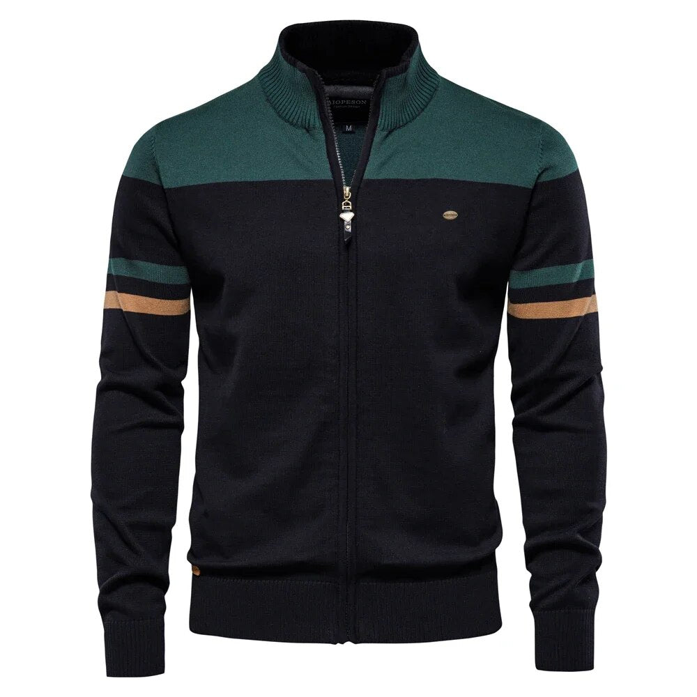Men's 100% Cotton Zipper Cardigan Sweater