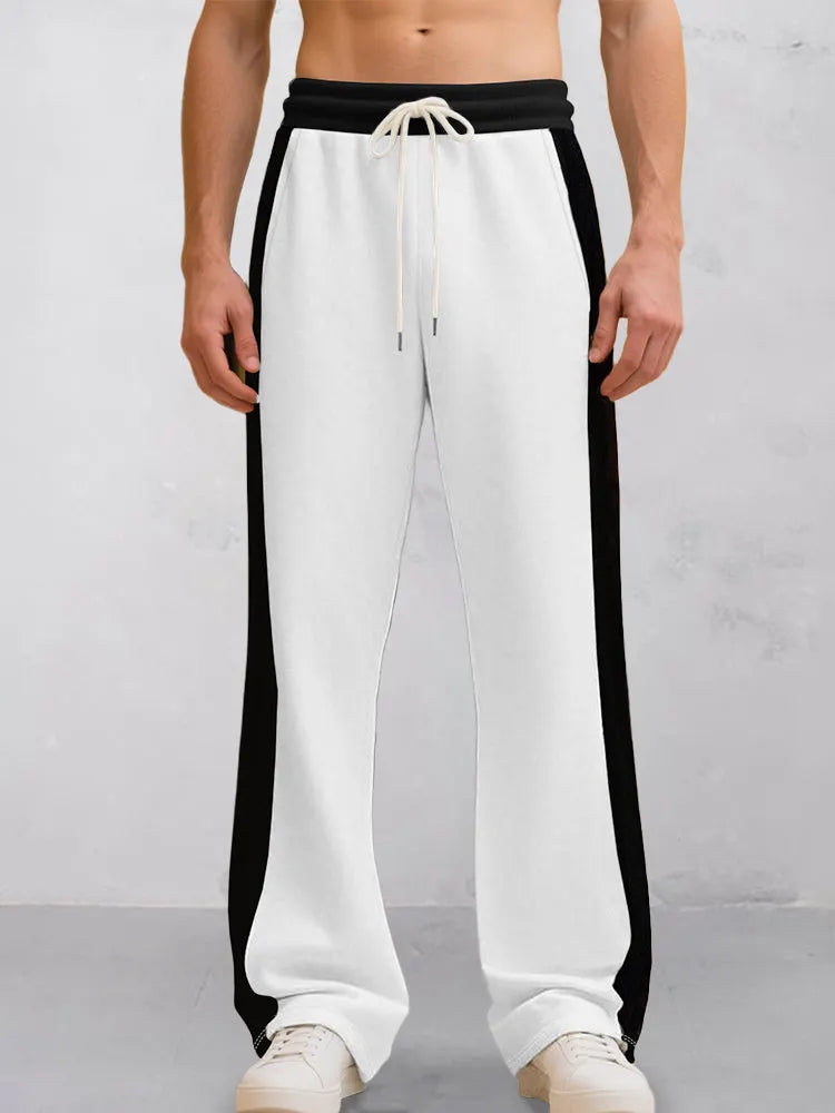 Casual Contrast Color Drawstring Jogger Pants