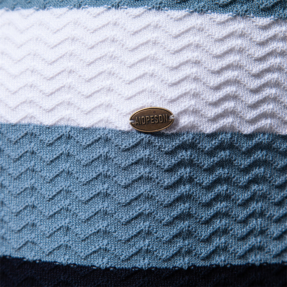 Men's Textured Rib Knit Polo Shirt