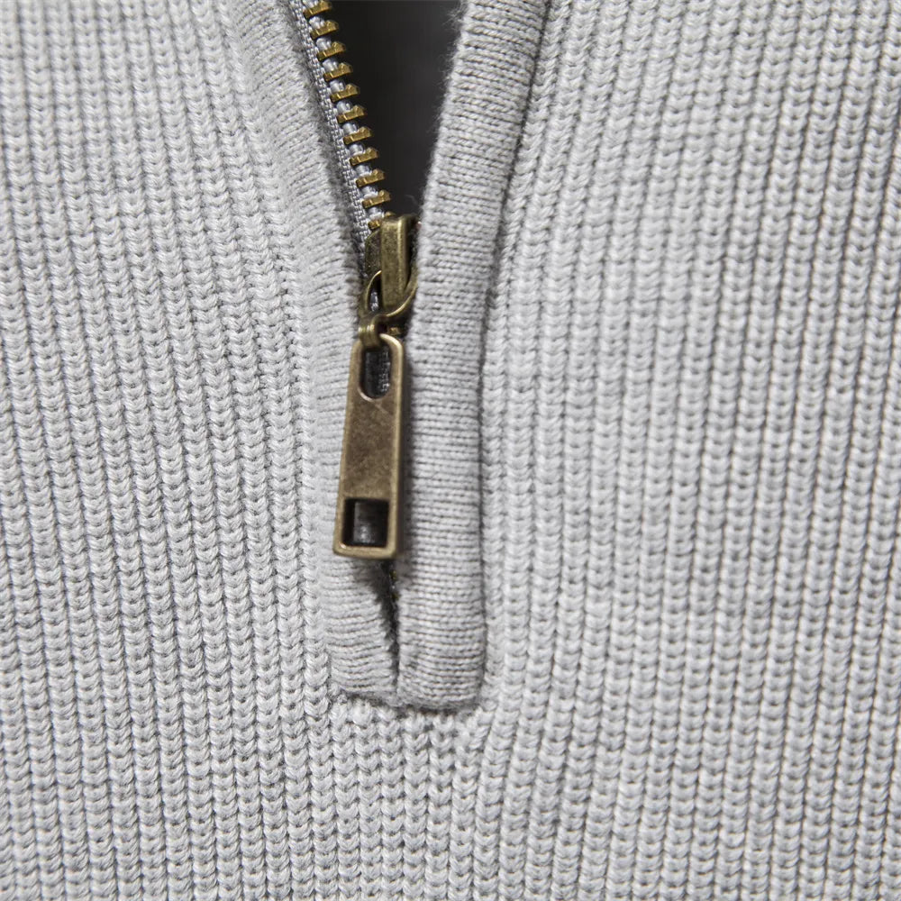 Men's Cotton Zipper Knit Sweater