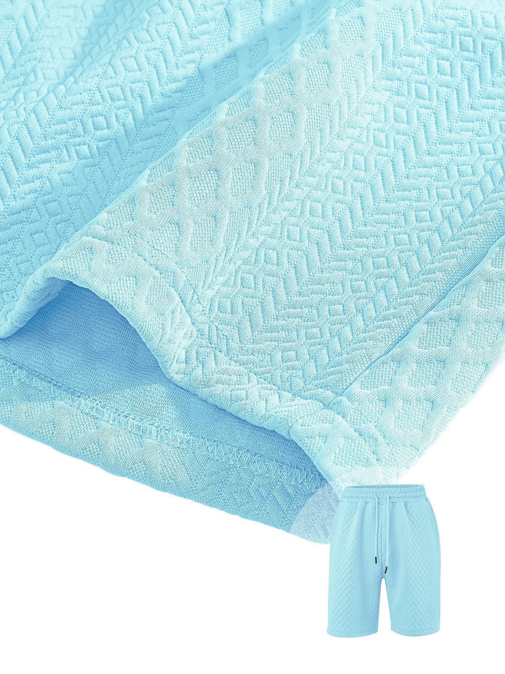 Textured Jacquard Polo Shirt and Shorts 2 Piece Set