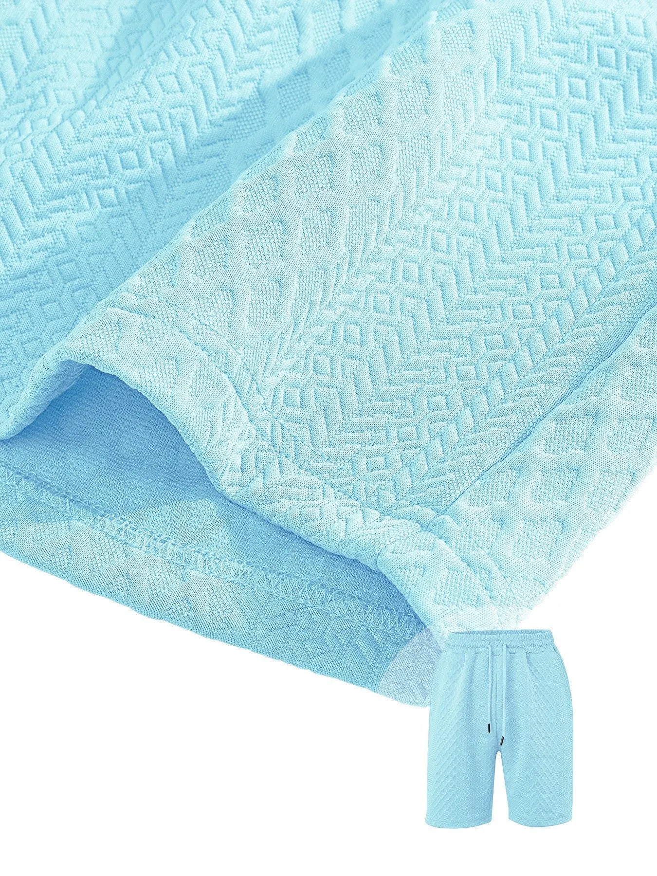 Textured Jacquard Polo Shirt and Shorts 2 Piece Set