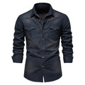 Men's stretch cotton denim long sleeve shirt