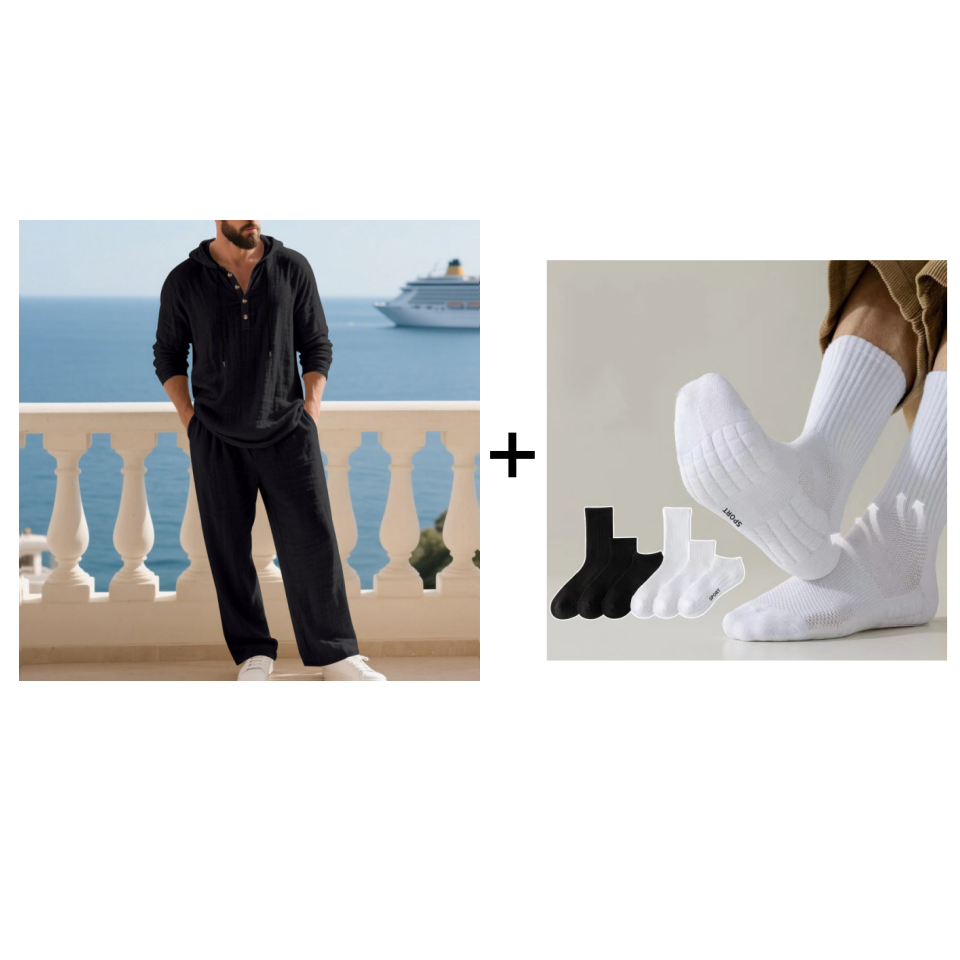 💥Men's Hooded Casual Loose Top & Pants 2-Piece Set👕👖